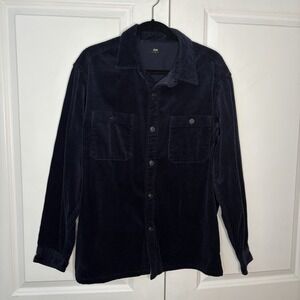 Uniqlo Corduroy Shirt Mens M Blue Button Up Long Sleeve Utility Neutral